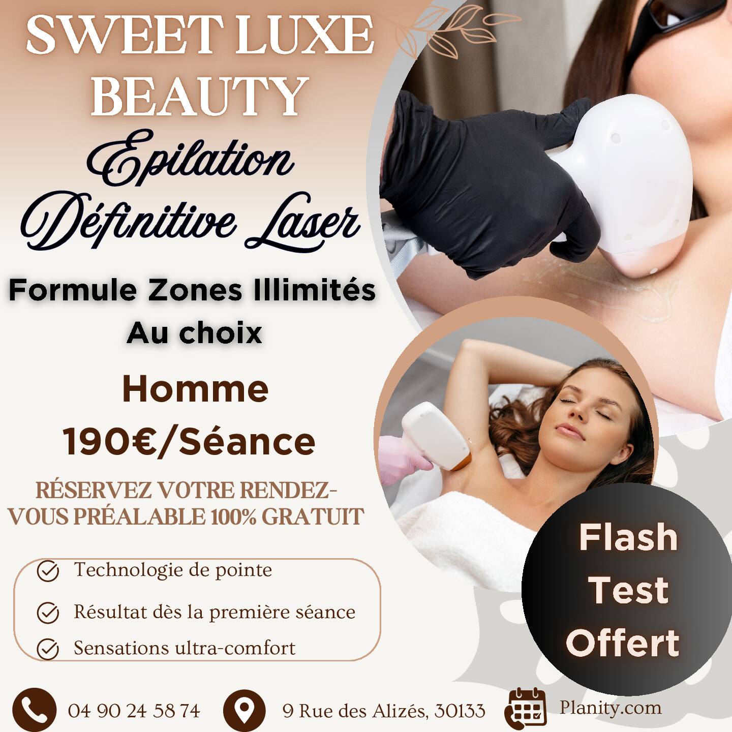 Épilation définitive Corps complet Homme 190 €/ Séance , minimum 6 séances